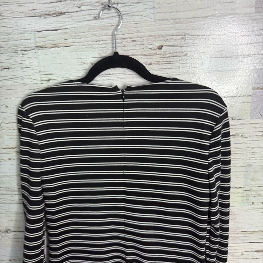 Chaps Black and White Striped Midi Dress size 6 bell sleeves - Picture 5 of 7